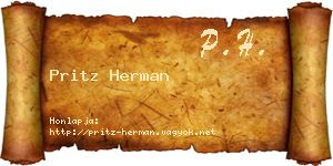 Pritz Herman névjegykártya